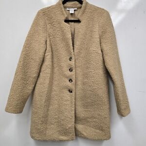 Carol Wren Cozy Women's Button down Sweater Jacket‎ Large Khaki Beige